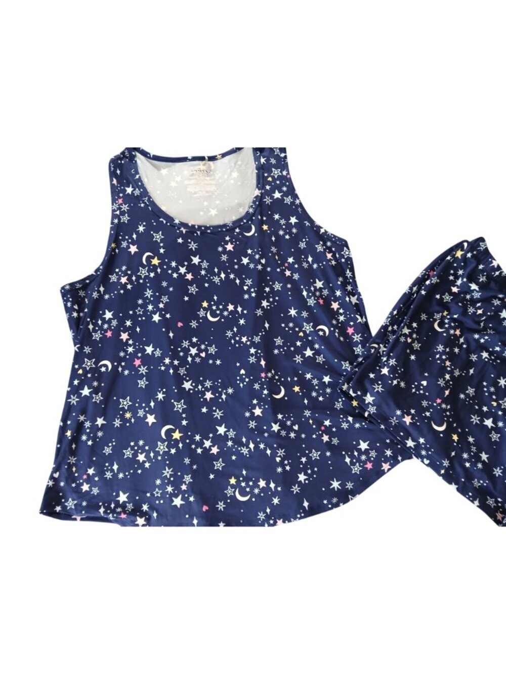 JoySpun Womens Celestial Blue Moon Stars Pajama Set Sleeveless Top Shorts Sz 3X - Picture 3 of 11
